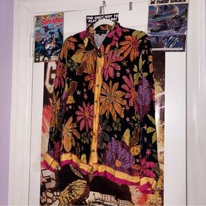 Cynthia Rowley Floral Button Long Sleeve Down